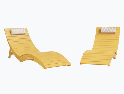 Folding Pool Lounge Chair with Headrest, Pre‑Assembled HDPS, Anti‑Floating Design