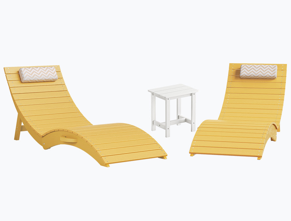 Folding Pool Lounge Chair with Headrest, Pre‑Assembled HDPS, Anti‑Floating Design