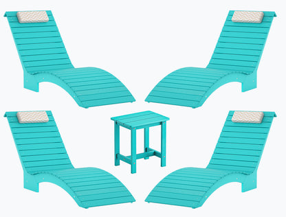 In-Pool Chaise Lounger, HDPS Pool Lounge Chair with Headrest and Weighted Sandbags