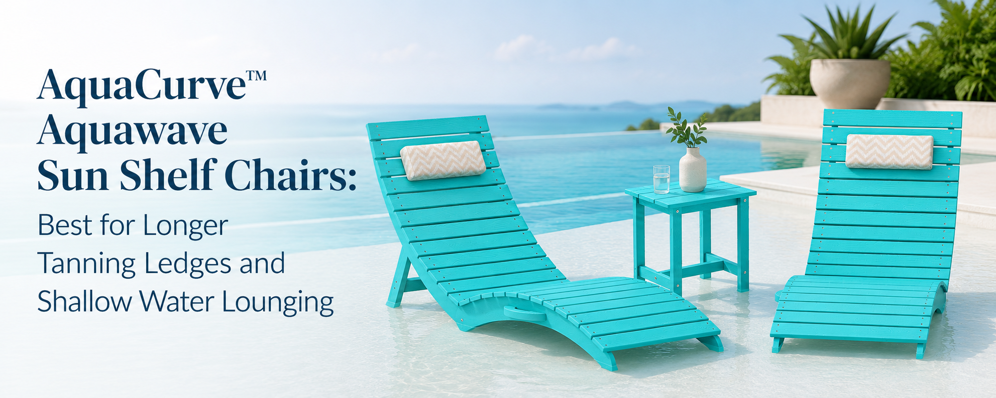 AquaCurve™ Aquawave in-pool lounge chairs designed for longer tanning ledges and shallow water lounging