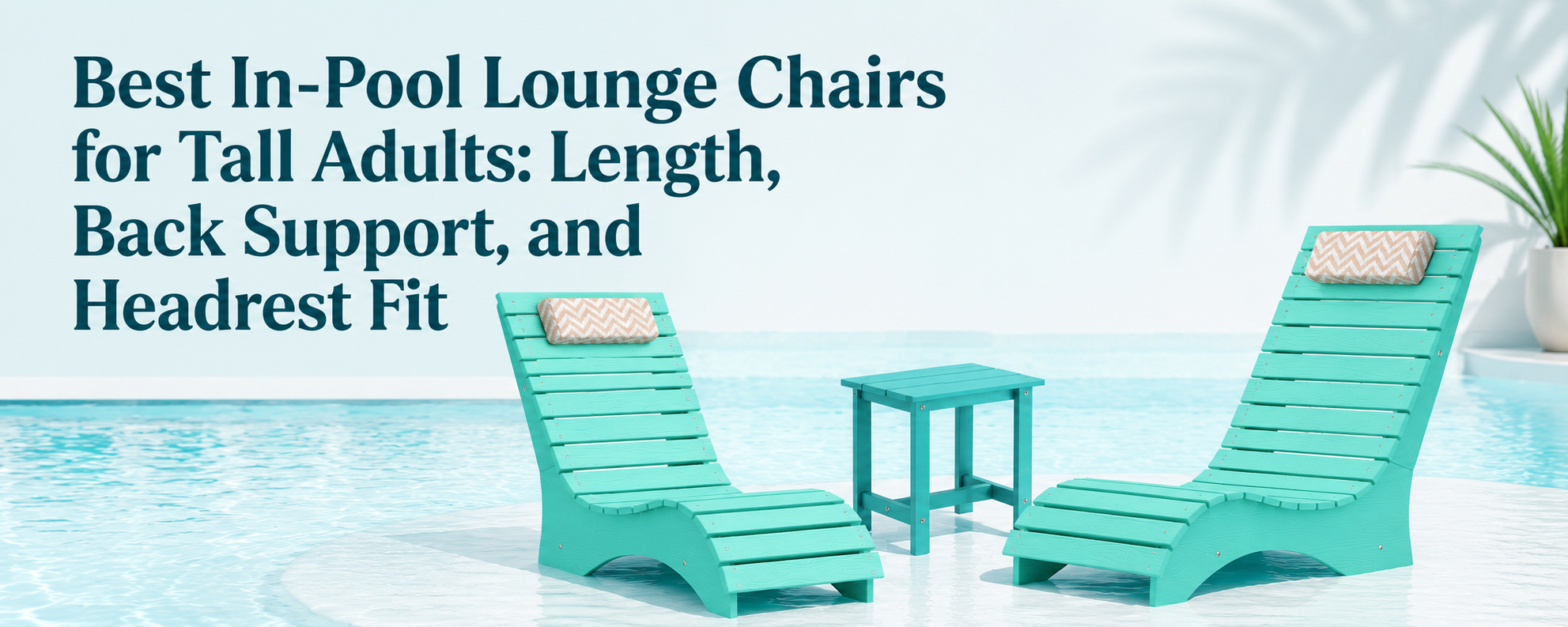 Full-length AquaCurve pool loungers with back support and headrests on a shallow sun shelf
