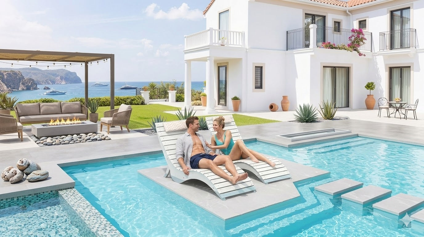 Modern poolside setup with a premium HDPS lounge chair